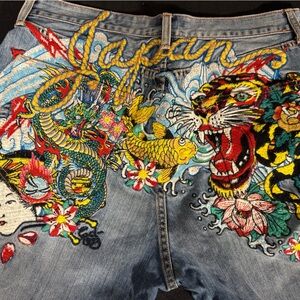 Ed Hardy Denim with Intricate JAPAN Embroidery. Size 38